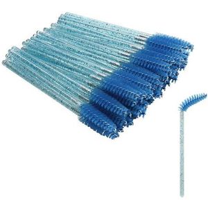 50 stuks wimpers, mascara toverstokken, wimper wenkbrauw, wenkbrauw ricinusolie borstel make-up gereedschap (kristal zwart)