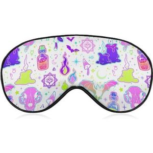 Grappig patroon heldere heksenelementen wit slaapmasker met verstelbare riem, comfortabel zacht oogmasker slaaphulp, lichtblokkerende oogmaskers