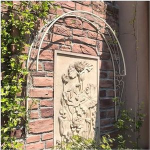 Metalen tuinboog for klimrozenranken, aan de muur bevestigde halfronde prieel, pergolaboog for ramen, deuren, ingangen, ondersteuningsstructuur for buitenplanten(White,100 x 21 x 105cm)