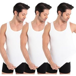 UNDEREA Tanktop Classic voor heren, 3/5 stuks, gekamde fijne rib, 100% katoen, 3 x wit, M