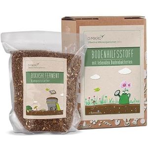 DIMIKRO Bokashi Emmer starterset, origineel Japans design, 2 emmers incl. EM-actief + Bokashi ferment, compostemmer zet keukenafval om in meststof (Bokashi navulset)