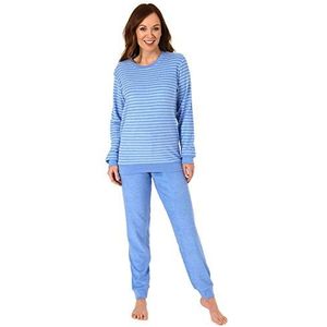 RELAX by Normann Prachtige dames badstof pyjama met manchetten in strepenlook - 291 201 13 774, kleur: lichtblauw, maat 2:48/50, lichtblauw, 48