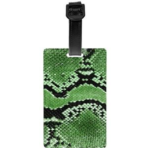 Groene slangenhuid afdrukken, bagagelabels PVC naamplaatje reiskoffer Identifier ID Tags Duurzaam bagagelabel