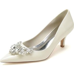 EICOFF Bruidsschoenen voor Dames Strass Jurk Pumps Gesloten Teen Trouwschoenen Hoge Hakken Comfortabele Sandalen Party Lage Schoenen,Beige,36 EU