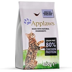 Applaws Natuurlijke Complete Graanvrije Kip met Extra Eend Droge Kattenvoeding voor Volwassen Katten - 400 g Hersluitbare Zak