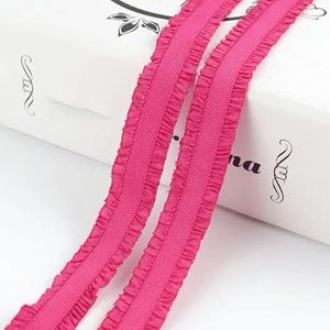 22/45 yards 13,0 mm dubbele ruche elastische band kant rubberen lint haarband ondergoed beha riem DIY kleding naaien accessoires-09RoseRed-13.0mm-45Yards