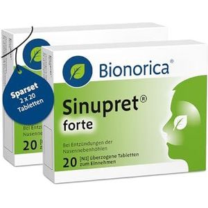 Sinupret forte - Plantaardige slijmoplosser voor ontstekingen van de neusbijholten - dubbelpak voor een gunstige prijs (2 x 20 tabletten)