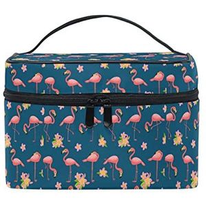 Schattig cadeau bloem flamingo vogel make-up tas voor vrouwen cosmetische tassen toilettas trein koffer