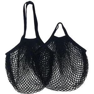 20 kleuren boodschappentas canvas draagbare mesh tas herbruikbare groenten en fruit opvouwbare organisator Tote lange handtas (Color : Black, Size : L-25x35x36cm)