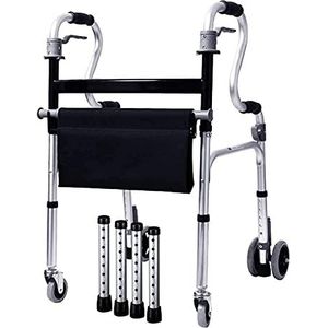 Toilet Frame s voor senioren Ouderen Verstelbaar Lopen, Een Opvouwbaar Met Wielen, Met Armleuningen, Geschikt Voor Mensen Met Beperkte Mobiliteit Lichtgewicht rollator, (4 Rondes)