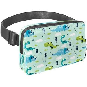 Heuptas voor dames en heren, outdoor heuptas, heuptasje, slanke hardloopriem, heuptas voor wandelen, joggen, wandelen, reizen, workout - cartoon dinosaurussen en wolk, Meerkleurig,