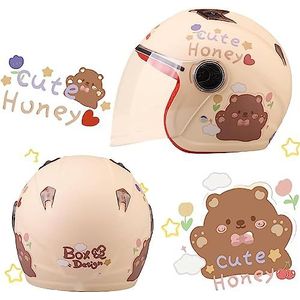 Motorhelm, DOT/ECE gecertificeerde 3/4 helm Retro halve Motorfiets elektrische open ontwerp Lichtgewicht J,50-55(N)