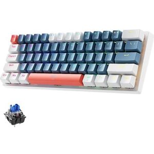 QPSJXN Machenike K500-B61 60 procent mechanisch toetsenbord 61 bedraad hot-swappable RGB-achtergrondverlichting compatibel met verschillende systemen (Amerikaanse blauwe schakelaar)
