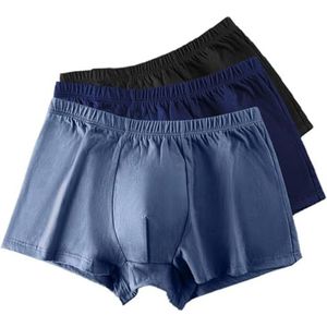 Plus Maat L-8XL Puur Katoenen Boxershorts Hoge Taille Comfort Ondergoed Zacht Huidvriendelijk Slipje Voor Volwassen Mannen(Color:3A Pcs,Size:XXL)