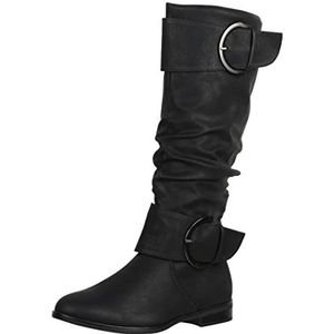 Elara Dames Laarzen Slip-on Laarzen Chunkyrayan JY1989 Schwarz-36