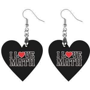I Love Heart Math Leuke Hartvormige Hanger Oorbellen Voor Vrouwen Lichtgewicht Houten Oorbellen Mode-sieraden Geschenken