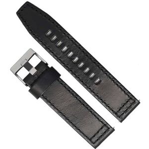dayeer Retro Quick Release lederen horlogeband voor Fossil JR1354|1487|1424 horlogeband (Color : Black Silver Clasp, Size : 22mm)