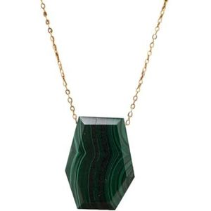 Zeshoekige vorm natuurlijke edelsteen hanger ketting choker stijlvolle sieraden geschenken (Color : Malachite)