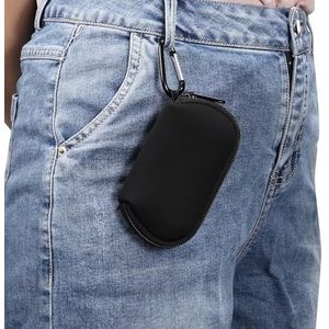 Telefoonholster Schokbestendige neopreen oortelefoon draagtas met karabijnhaak, draagbare draagtas compatibel met draadloze oortelefoon sleutel USB-adapterkabel, waterbestendig Riemclip(Siyah)