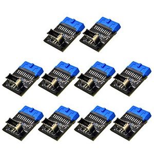 FEICHAO Adapterkaart USB3.0 Front 19PIN naar USB3.1 Type-E 20PIN voor Moederbord PC Connector Riser Card (10 stuks, blauw)