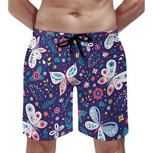 Vlinders En Bloemen Heren Strand Shorts Sneldrogende Board Shorts Mesh Voering Strand Broek Gym Zwembroek S