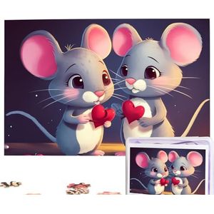 Mouse in Love Puzzels, gepersonaliseerde puzzel, 1000 stukjes, legpuzzels uit foto's, fotopuzzel voor volwassenen, familie (74,9 cm x 50 cm)