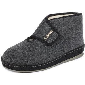 SCHAWOS - 2060 - Vilten Pantoffels - Grijs - Warm Gevoerd - Klittenbandsluiting