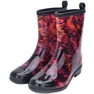 Regenlaarzen Gemengde rubberen dameslaarzen Waterdichte regenlaarzen Antislip damesschoenen met lage hak (Color : Red, Size : 7.5)