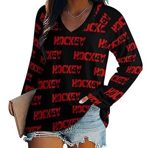 Hockeyspeler silhouet nieuwigheid vrouwen blouse tops V-hals tuniek t-shirt voor legging lange mouw casual trui