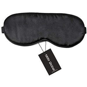 NMM Global 100% moerbeizijde slaapmasker verduistering, schattig natuurlijk slaapmasker met verstelbare elastische band, satijnen oogbedekking voor mannen vrouwen volwassenen (zwart)