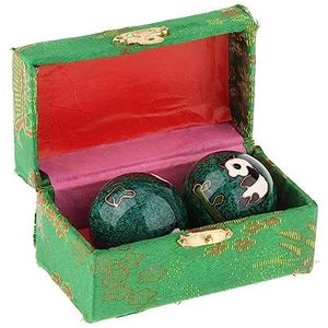 2 Stuks Massage Ballen met Opbergdoos Baoding Ballen voor Middelbare Leeftijd Mensen Panda Groen 42cm