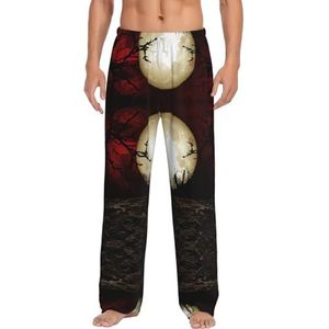 Scarlet Sky Lange loungewear voor heren, nachtkleding, pyjamabroek, nachtkleding met zakken en trekkoord, Wit, S