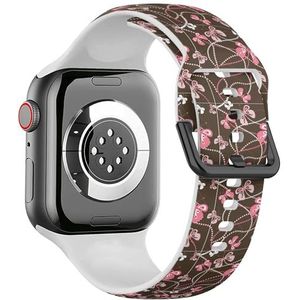 Sport zachte band compatibel met Apple Watch 38/40/41mm (elegante vlinders) siliconen armband band accessoire voor iWatch