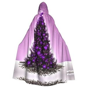 SSIMOO Paarse kerstboom volwassen mantel met capuchon, vreselijke spookfeestmantel, geschikt voor Halloween en themafeesten