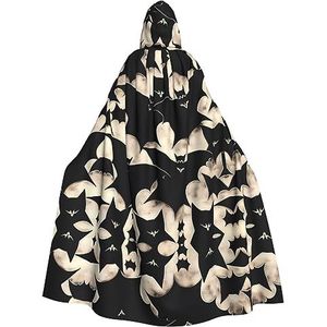 OdDdot heksenmantel, mantel met capuchon voor vrouwen, volwassen Halloween kostuums cape, heks cosplay cape-vleermuis print