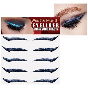 Plak Glitter Eyeliner | 5 Paar Glitter Instant Zelfklevende Eyeliner Stencil,Sticker Eyeliner Tool, Make-up Eyeliner Stickers, Winged Eyeliner Stencil voor Eye Makeup Tool Bittu