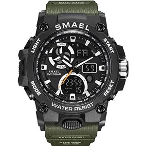 Mens Digital Horloges, Quartz elektronische duale beweging met, buitensport met alarmdatum LED Multifunctionele voor mannen horloges,Army green
