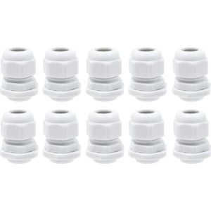 Waterdichte, witte kabelafsluiting, Verpakking van 10 nylon kabelwartels, veelkleurig PG7-PG63(PG36)