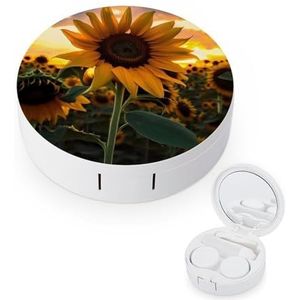 YHEGBFD Spectacle Case, Boerderij Zonnebloem Contact Lens Case, draagbare Contact Lens Case, Contact Lens Box met Spiegel, Boerderij Zonnebloem, Eén maat, Klassiek