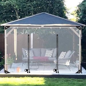 Gazebo transparante zijpanelen, waterdichte transparante dekzeilen voor buiten met ritsdeur, 0,3 mm pvc-kunststof zeil, scheidingsgordijn met doorvoertules, voor pergola-terras, B × H-3 × 1,8 m (9,8 x