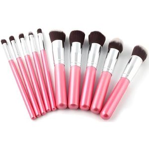 Glamza Professionele 10st Roze MakeUp Zachte Gezicht Contour Poeder Eye Blending Borstels Set