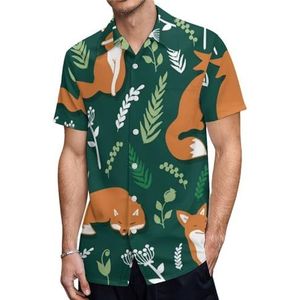 Vossen en bloemen heren shirts met korte mouwen casual button-down tops T-shirts Hawaiiaanse strand T-shirts 4XL