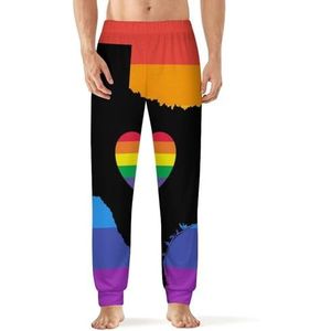 Texas Kaart LGBT Gay Pride Mannen Pyjama Broek Zachte Lounge Bottoms Met Pocket Slaap Broek Loungewear
