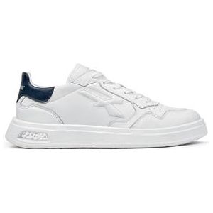 U-Power Urban Lifestyle Dragos Sport- en vrijetijdsschoenen, wit, blauw en beige, zacht leer. Lage sneakers met antislipzool met Infinergy-inzetstuk, ideaal voor dagelijks gebruik., Wit Blauw, 48 EU