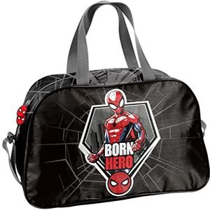 Marvel Comics Spiderman handtas sporttas trainingstas schoudertas reistas sport tas incl. lichtgevende hanger, Meerkleurig, Medium, Sporttas