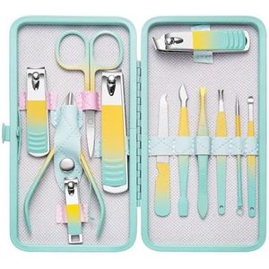 Manicureset, nagelknipperset, Manicureset van roestvrij staal met opvouwbare tas, veelkleurig, verpakking 7-18 stuks(7 pcs)