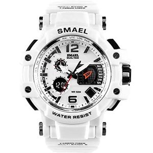 Mens Sport Horloges, 3ATM Waterdichte Militaire Horloges, Multi Dial Analog Digital Watch, Business Casual Chronograph, met datum, Chronoma, alarm,Wit
