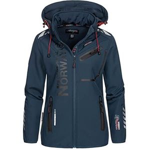 Geographical Norway Reine Lady - Softshell Jassen voor Vrouwen Waterdichte Outdoor Hooded UK - Winddicht Regenjassen Dames - Activiteiten Wandelen Skiën Herfst Winter Lente, Marine Marine, XL