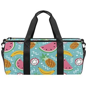 Tropisch fruit patroon reizen duffle tas sport bagage met rugzak draagtas gymtas voor mannen en vrouwen, Fruit Patroon, 45 x 23 x 23 cm / 17.7 x 9 x 9 inch