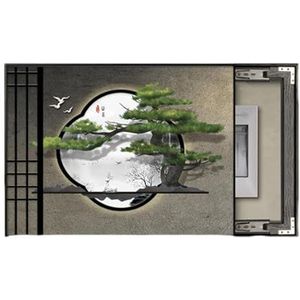 Meterkastdeksel, afdekking van elektriciteitskast, schilderijen van verdeelkasten verbergen, push-pull opening rechts, for thuis, decoratie van hotelmeterkasten(Green,70x50cm)